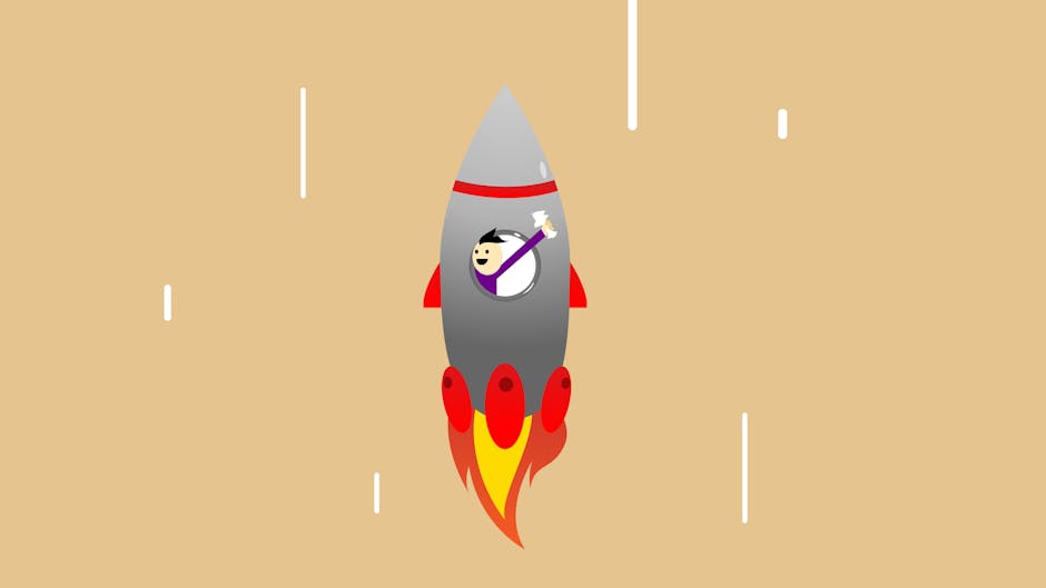 A cartoon of a man in a rocket ship, symbolizing ambition and success.